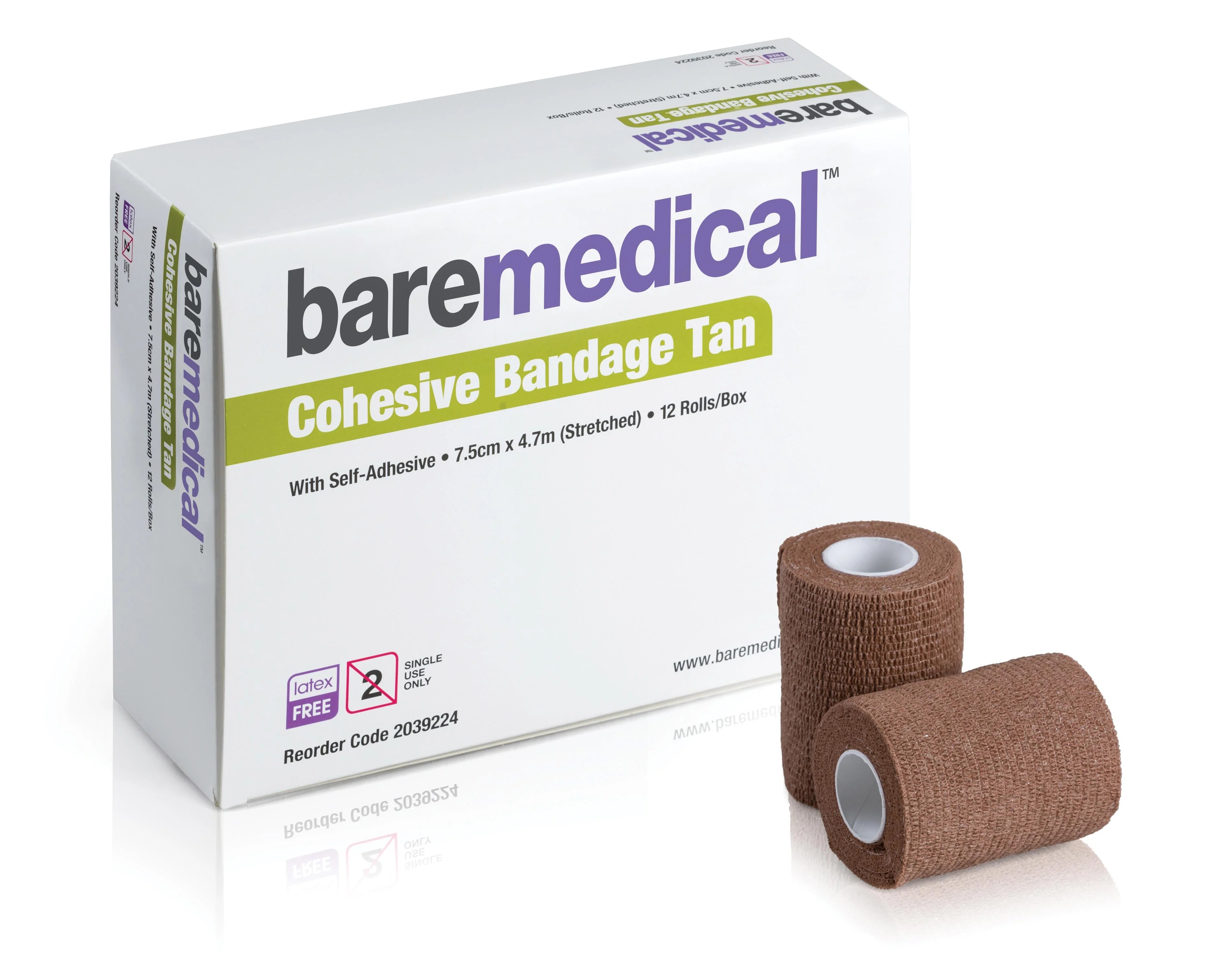 Cohesive Bandage 5CM X 4.7M Pack 12 BAREMEDICAL