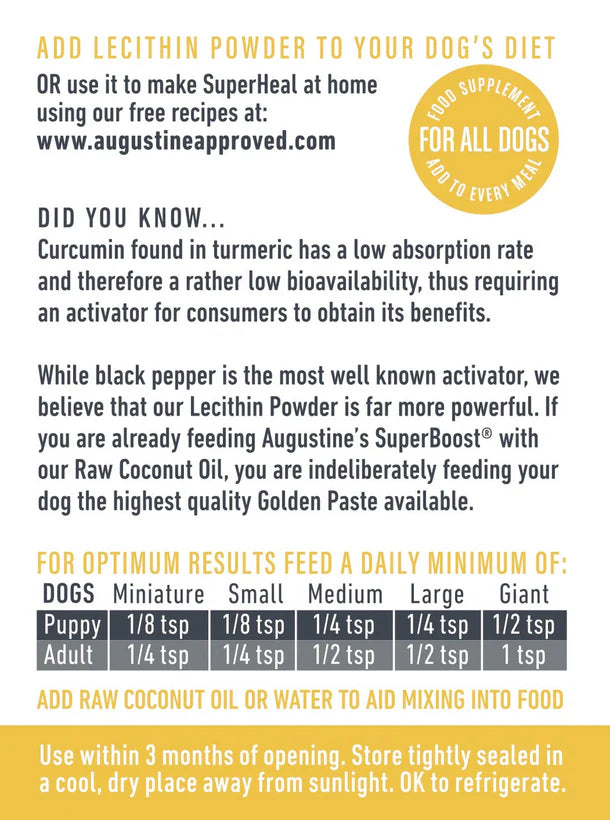 Augustine Approved Lecithin Powder (100% certified organic) 100g / 3.55oz