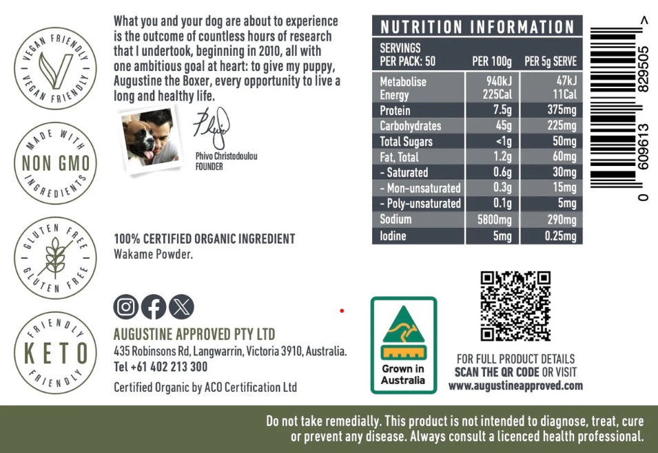 Augustine Approved Wakame Powder 250g (100% certified organic)