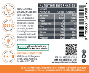 Augustine Approved Turmeric Powder 5-6% (certified organic) 100g